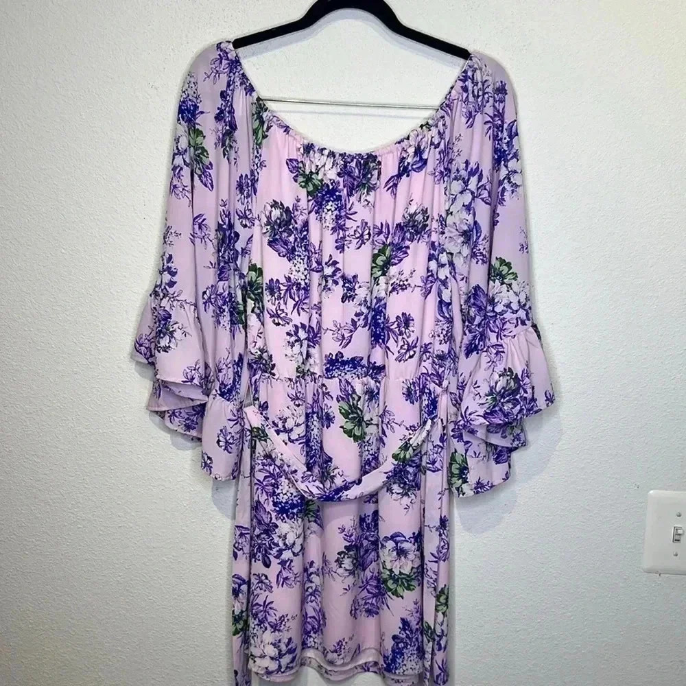 Waif lilac flowers off shoulder festival dress size Medium - Picture 4 of 7